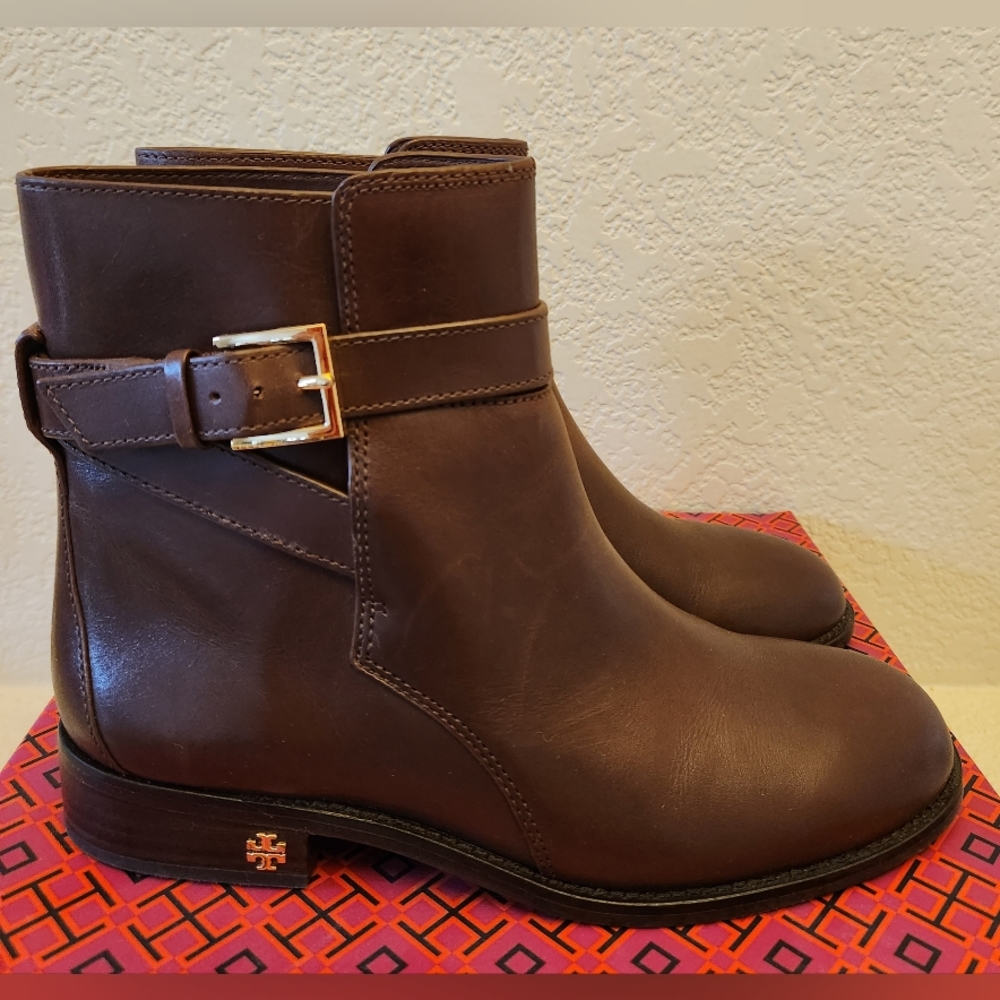Tory Burch Brooke Ankle Bootie Calf 8.5 Brown with Box and Dustbag - Picture 4 of 11